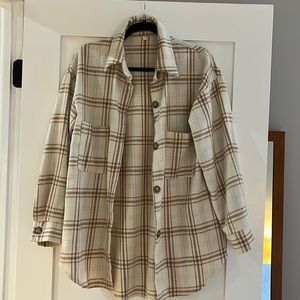 Women's Plaid Flannel Button Down Shacket